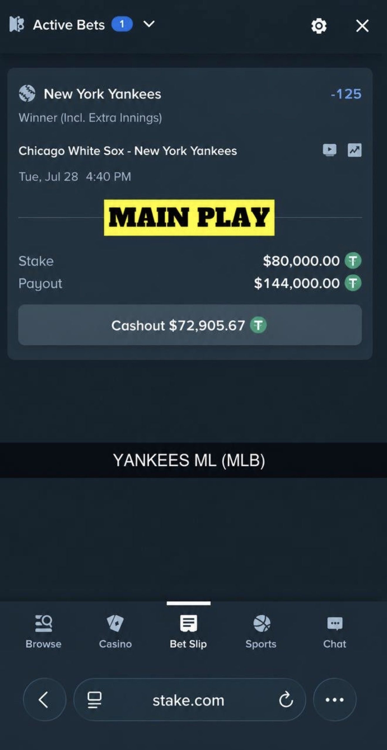 MAIN PLAY pick — July 28, 2026