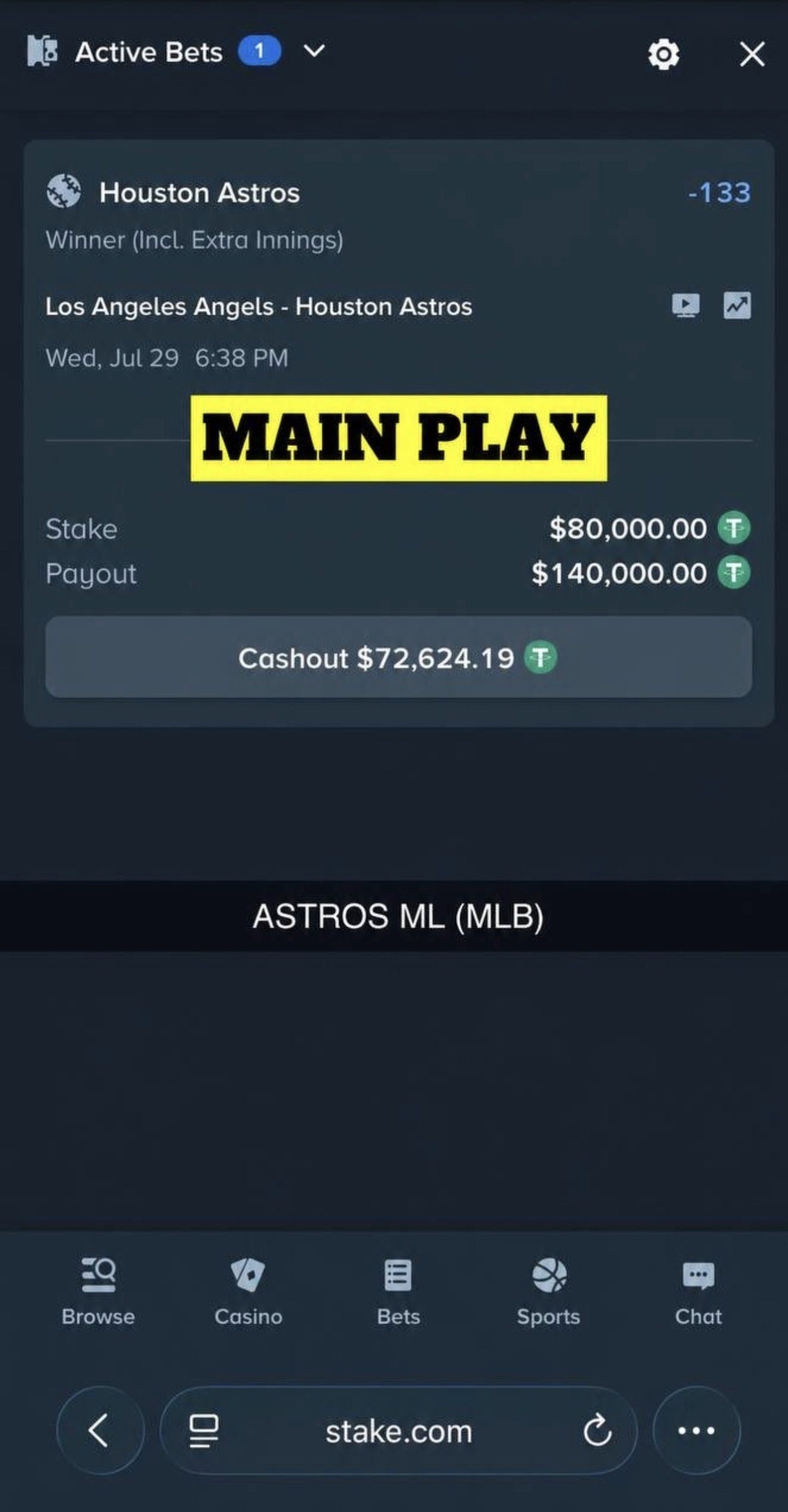 MAIN PLAY pick — July 29, 2026