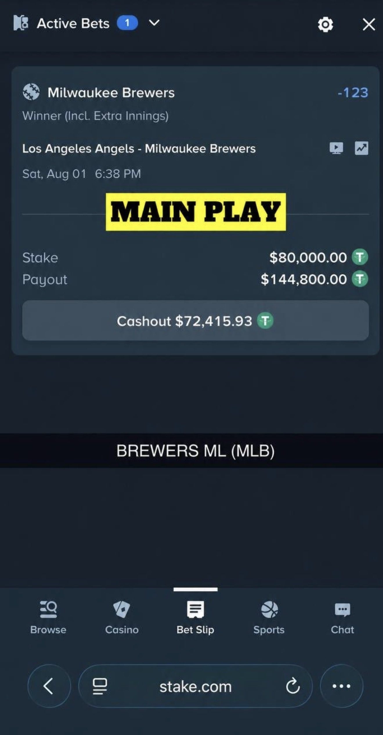 MAIN PLAY pick — August 1, 2026