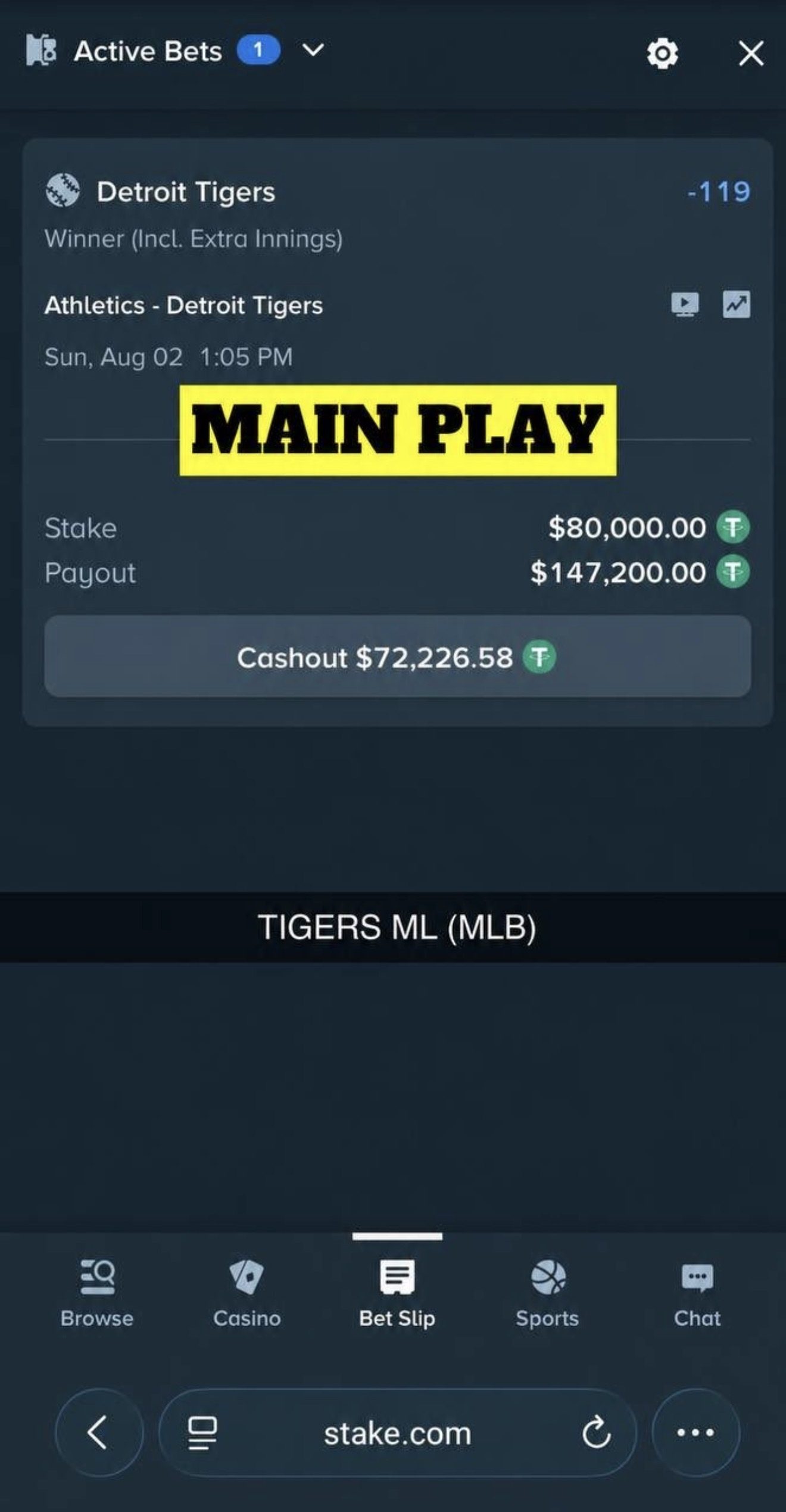 MAIN PLAY pick — August 2, 2026