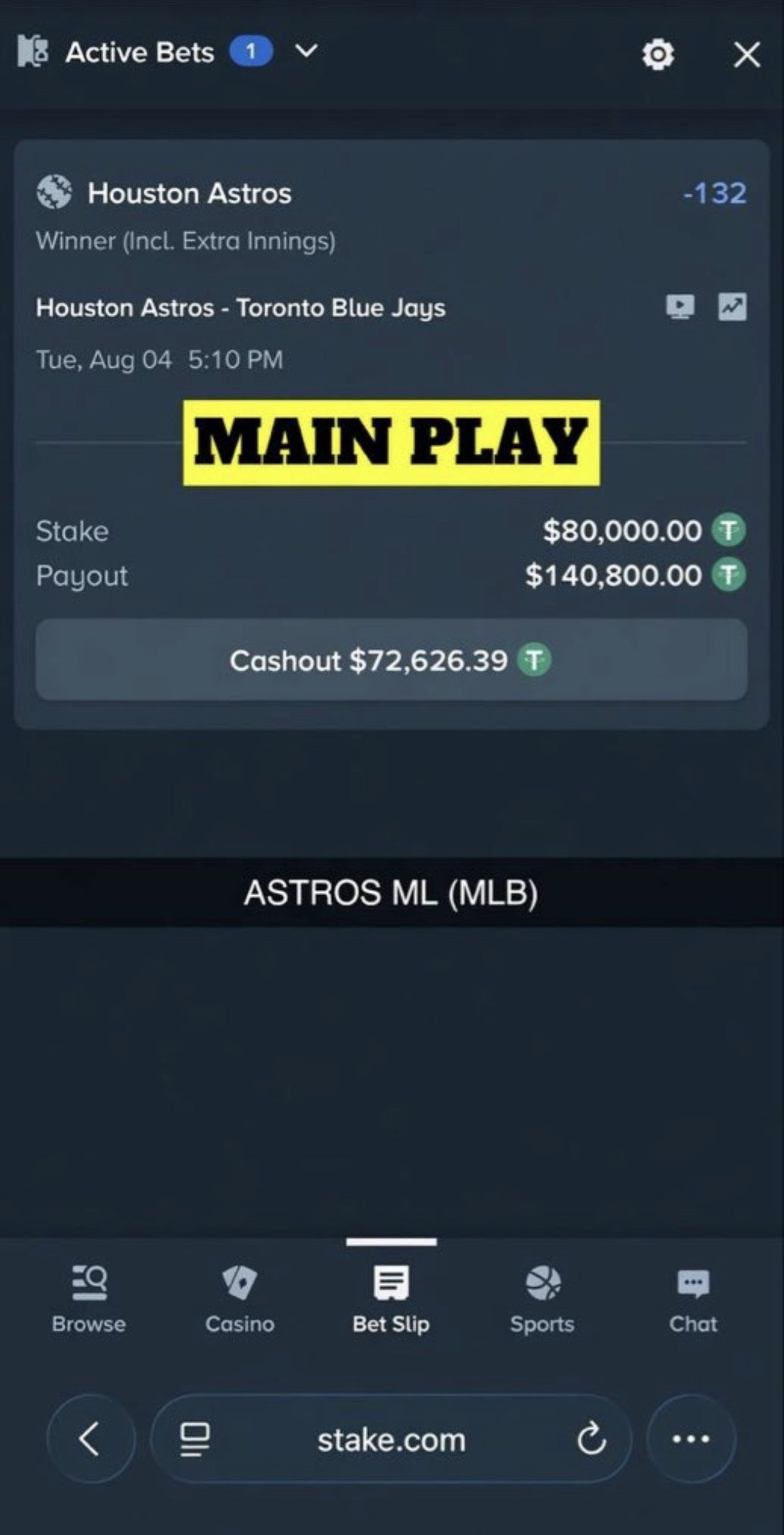 MAIN PLAY pick — August 4, 2026