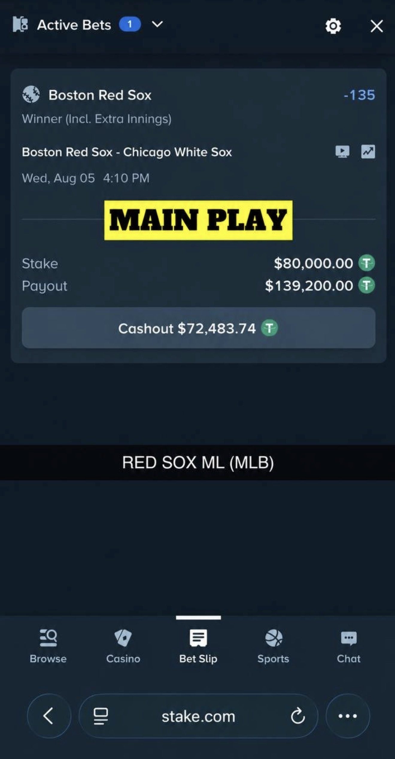 MAIN PLAY pick — August 5, 2026