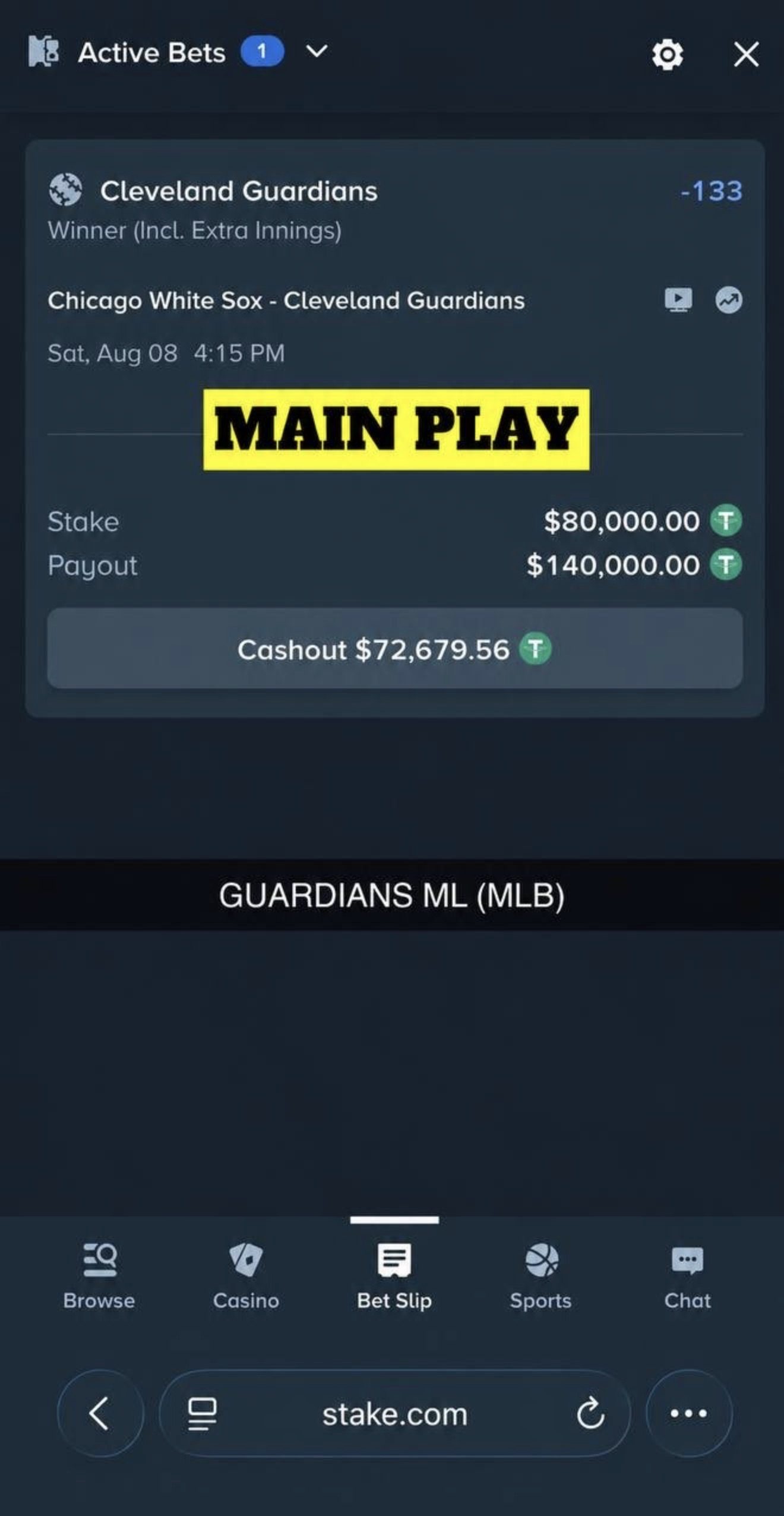 MAIN PLAY pick — August 8, 2026