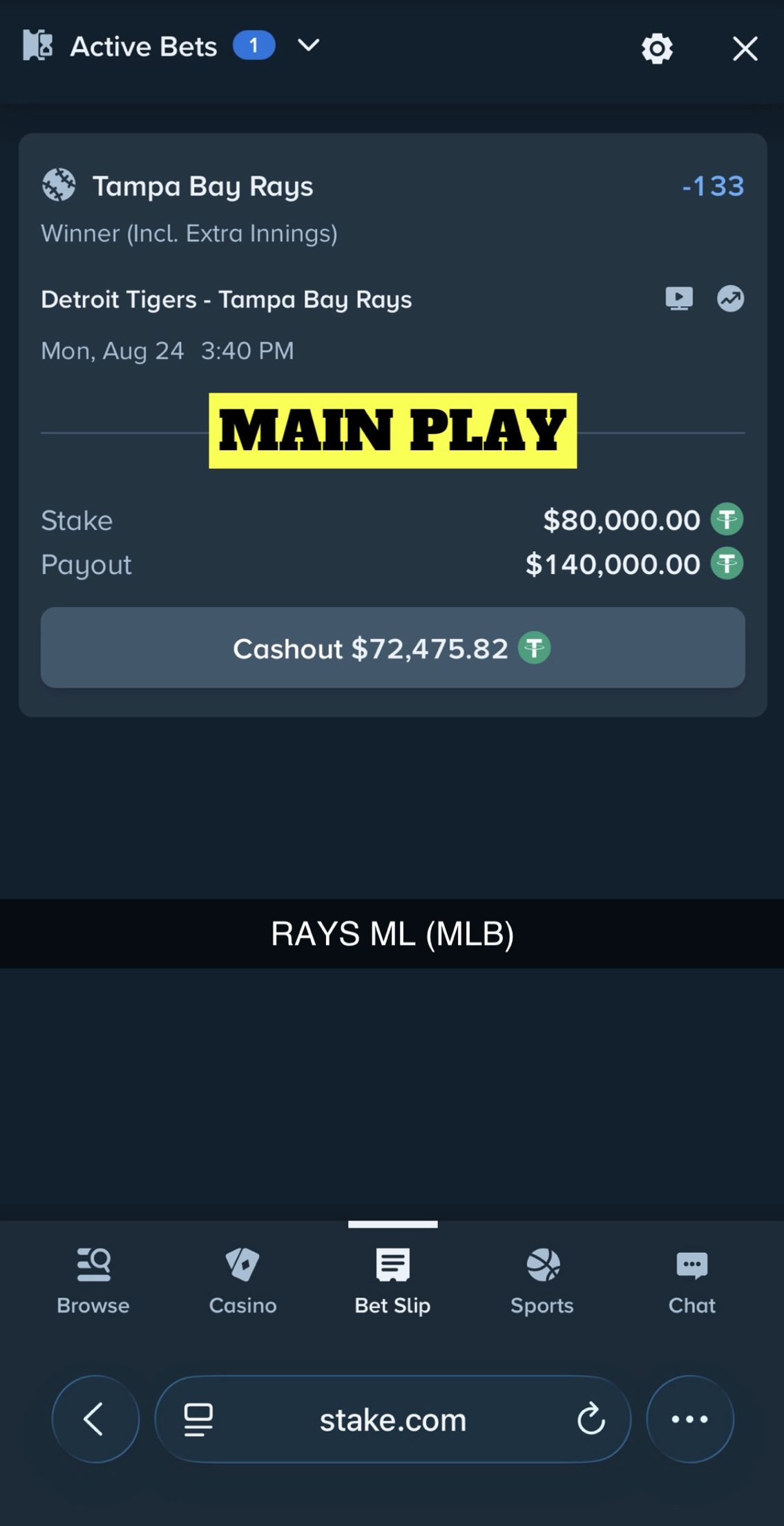 MAIN PLAY pick — August 24, 2026