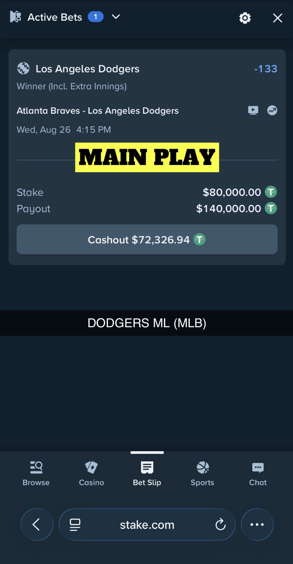 MAIN PLAY pick — August 26, 2026