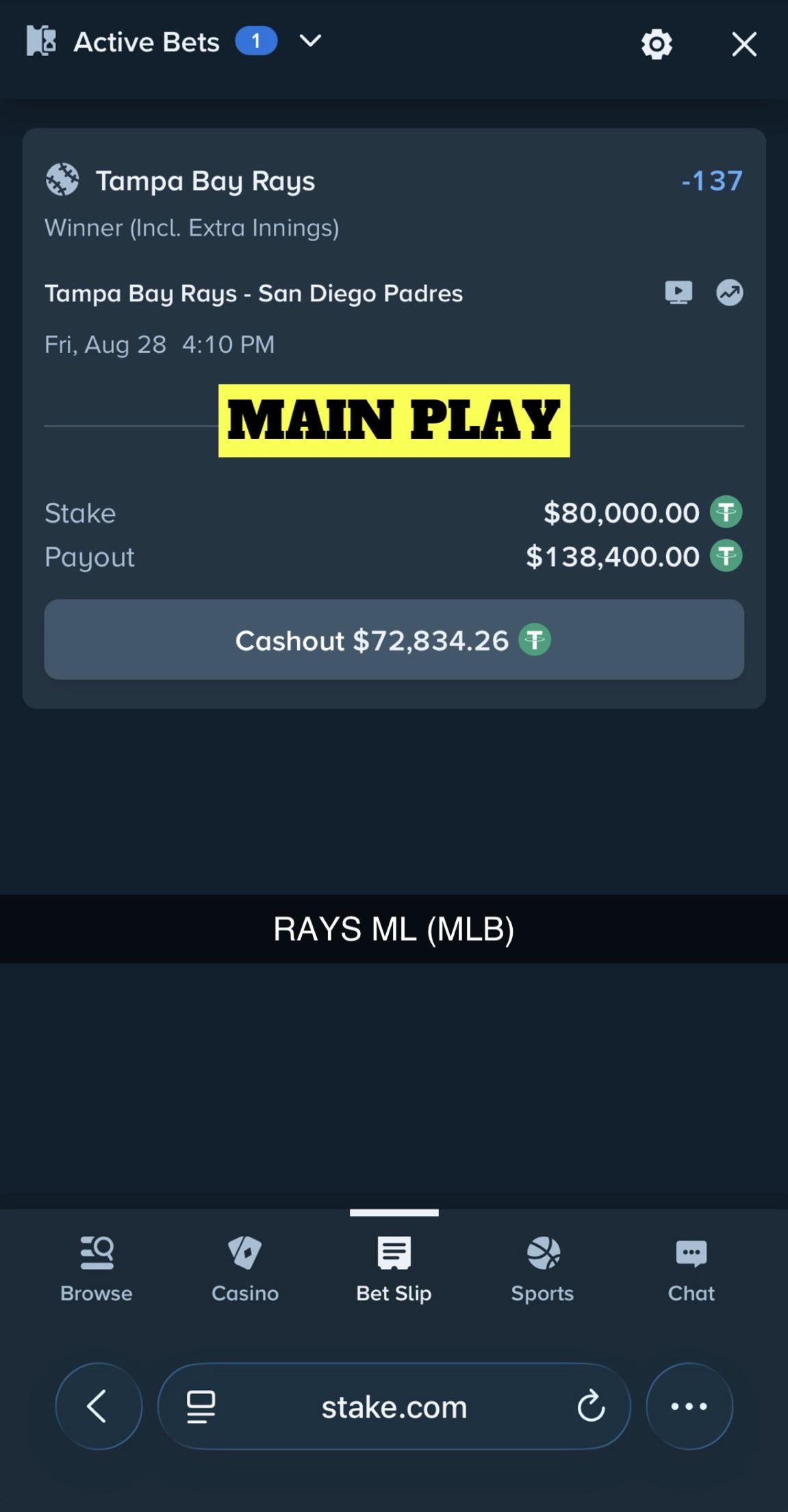 MAIN PLAY pick — August 28, 2026