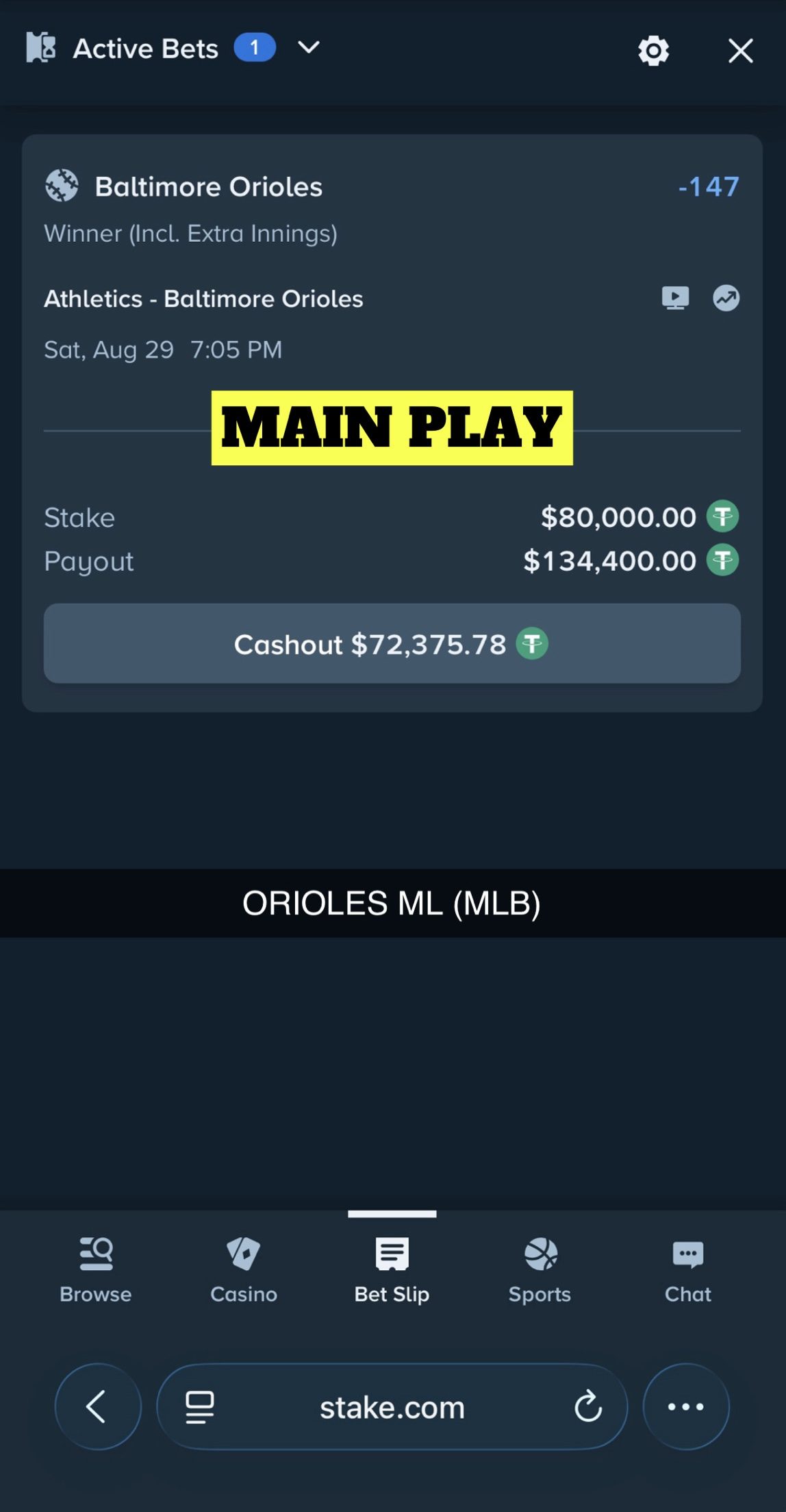 MAIN PLAY pick — August 29, 2026